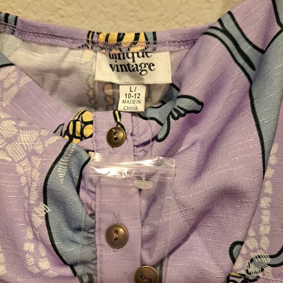Unique Vintage Dress Purple Wild Hearts Run Free Giraffe Print Midi L 10-12 New - Picture 5 of 10